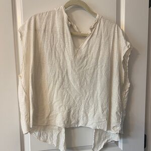 Relaxed Cream V-Neck Tunic Top
